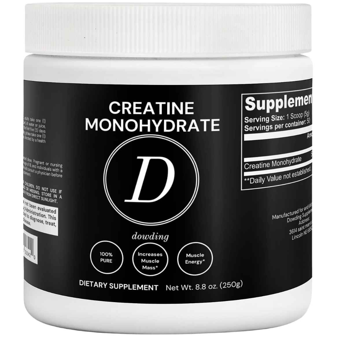 Dowding Monohidrato de Creatina - 250 g - Haz Tu Pedido