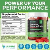 La Pura Monohidrato de Creatina 5000 mg - Sabor Fresa y sandía - 120 Gomitas - Tabla Nutricional - Haz Tu Pedido