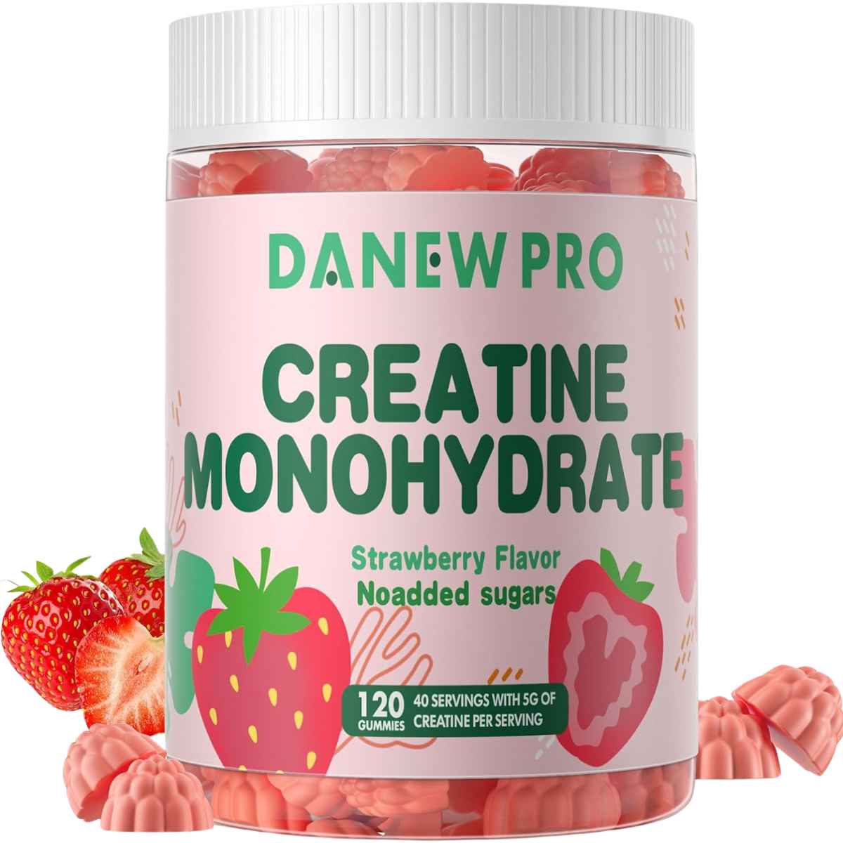 Danew Pro Monohidrato de Creatina 5 g - Sabor Fresa - 120 Gomitas - Haz Tu Pedido