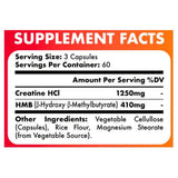 Folona Creatina HCl - 180 Cápsulas - Tabla Nutricional - Haz Tu Pedido