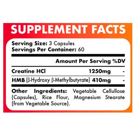 Folona Creatina HCl - 180 Cápsulas - Tabla Nutricional - Haz Tu Pedido