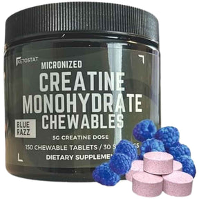 Ketostat Monohidrato de Creatina Micronizada 5 - Sabor Frambuesa Azul - 150 Tabletas Masticable - Haz Tu Pedido