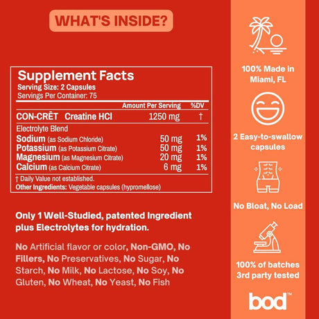 Goba Tea Creatina HCl - 150 Píldoras - Tabla Nutricional - Haz Tu Pedido