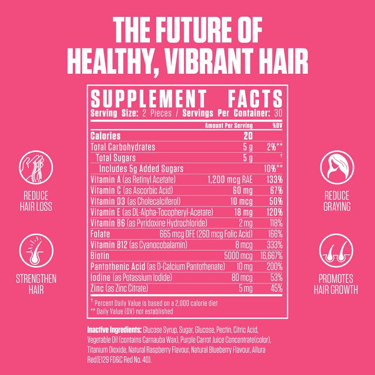 EPN Supplements Suplemento para el Crecimiento del Cabello - 60 Gomitas - Tabla Nutricional - Haz Tu Pedido