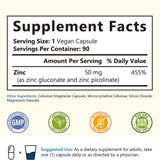 NatureMyst Zinc 50 mg - 90 Cápsulas Veganas - Tabla Nutricional - Haz Tu Pedido