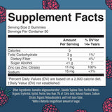 MaryRuth Organics Suplementos de Zinc - Sabor Frambuesa - 60 Gomitas - Tabla Nutricional - Haz Tu Pedido