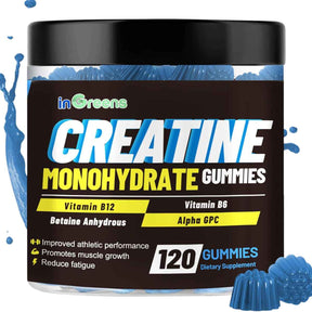 InGreens Monohidrato de Creatina 5000 mg - Sabor Arándano Azul - 120 Gomitas - Haz Tu Pedido