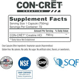 CON-CRET Creatina HCl - 72 Cápsulas - Tabla Nutricional - Haz Tu Pedido