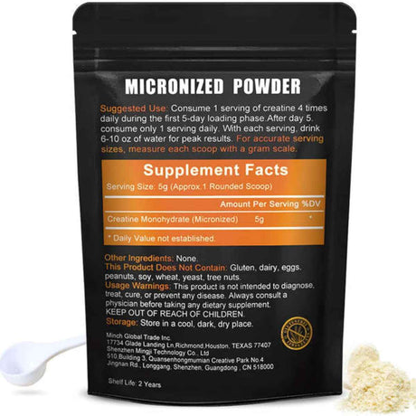 AlphaEnergy Monohidrato de Creatina 5 g - 250 g - Tabla Nutricional - Haz Tu Pedido