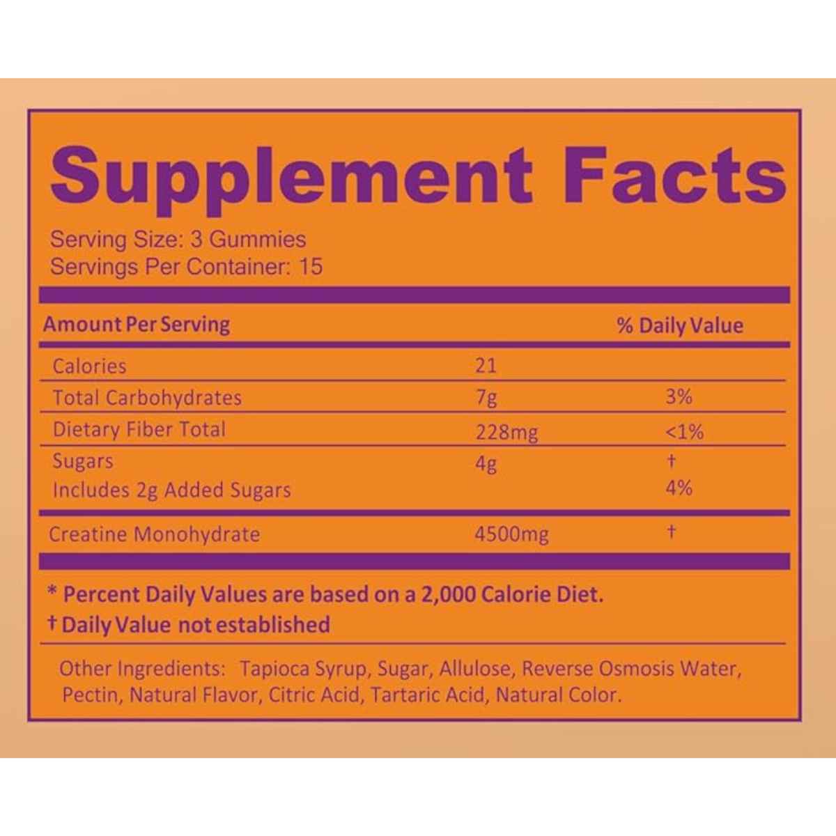 Nutriholic Monohidrato de Creatina - Sabor Mango Maracuyá - 45 Gomitas - Tabla Nutricional - Haz Tu Pedido