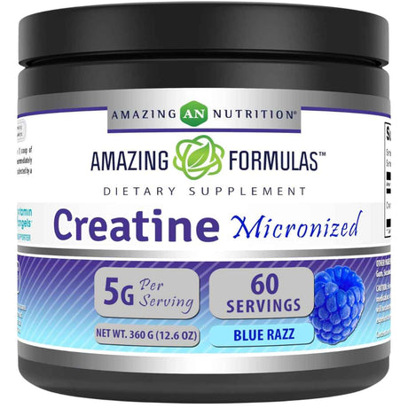Amazing Nutrition Monohidrato de Creatina Micronizada 5000 mg - Sabor Frambuesa Azul - 360 g - Haz Tu Pedido