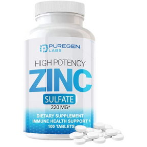 P Puregen Labs Sulfato de Zinc 220 mg - 100 Tabletas - Haz Tu Pedido