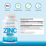 P Puregen Labs Sulfato de Zinc 220 mg - 100 Tabletas - Tabla Nutricional - Haz Tu Pedido