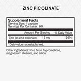 Momentous Picolinato de Zinc - 60 Cápsulas - Tabla Nutricional - Haz Tu Pedido