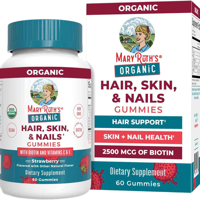MaryRuth Organics Vitaminas orgánicas para el cabello, la Piel y las uñas - Sabor Fresa - 60 Gomitas - Haz Tu Pedido