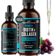 Herbify Biotina y Colágeno Suplemento para el Crecimiento del Cabello  30000 mcg - Sabor Uva - 60 ml - Haz Tu Pedido