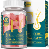 Lazpowfi Vitaminas para el Cabello la Piel y las Uñas - Sabor Frambuesa - 60 Gomitas - Haz Tu Pedido