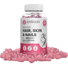 Enliven Vitaminas de biotina para el cabello, la piel y las uñas - 60 Gomitas - Haz Tu Pedido