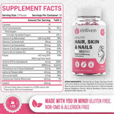 Enliven Vitaminas de biotina para el cabello, la piel y las uñas - 60 Gomitas - Tabla Nutricional - Haz Tu Pedido