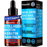 PrimeMD Vitaminas con Biotina y Suplemento de Colágeno para el Cabello, Piel y Uñas 50000 mcg - Sabor Frambuesa - 60 ml - Haz Tu Pedido