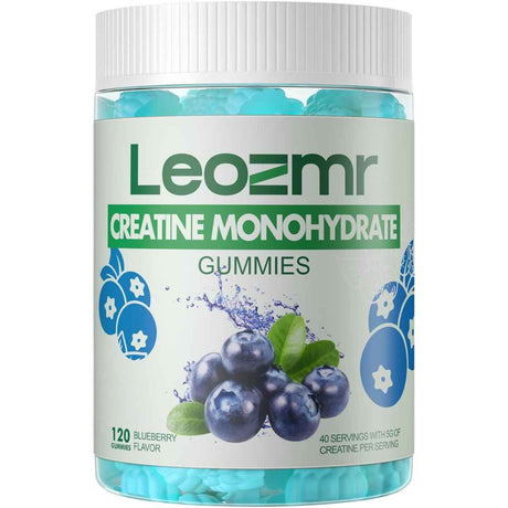 Leozmr Monohidrato de Creatina - Sabor Arándano Azul - 120 Gomitas - Haz Tu Pedido