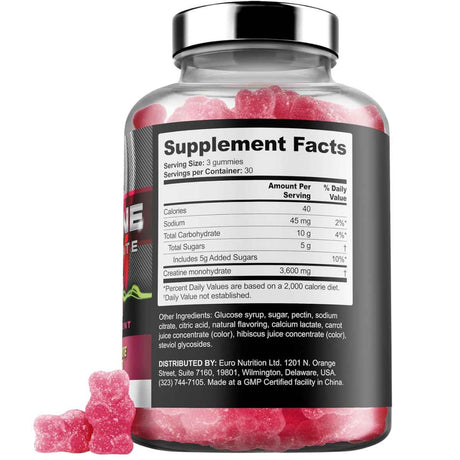 Iron Labs Nutrition Monohidrato de Creatina - Sabor Fresa - 90 Gomitas - Tabla Nutricional  - Haz Tu Pedido