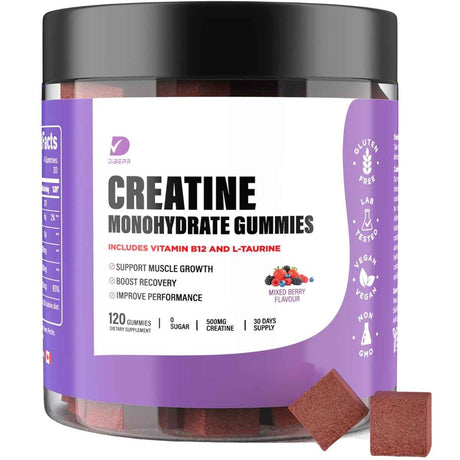 DIBERR Monohidrato de Creatina - Sabor Mezcla de Bayas - 120 Gomitas - Haz Tu Pedido