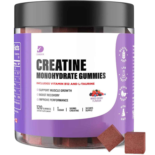 DIBERR Monohidrato de Creatina - Sabor Mezcla de Bayas - 120 Gomitas - Haz Tu Pedido