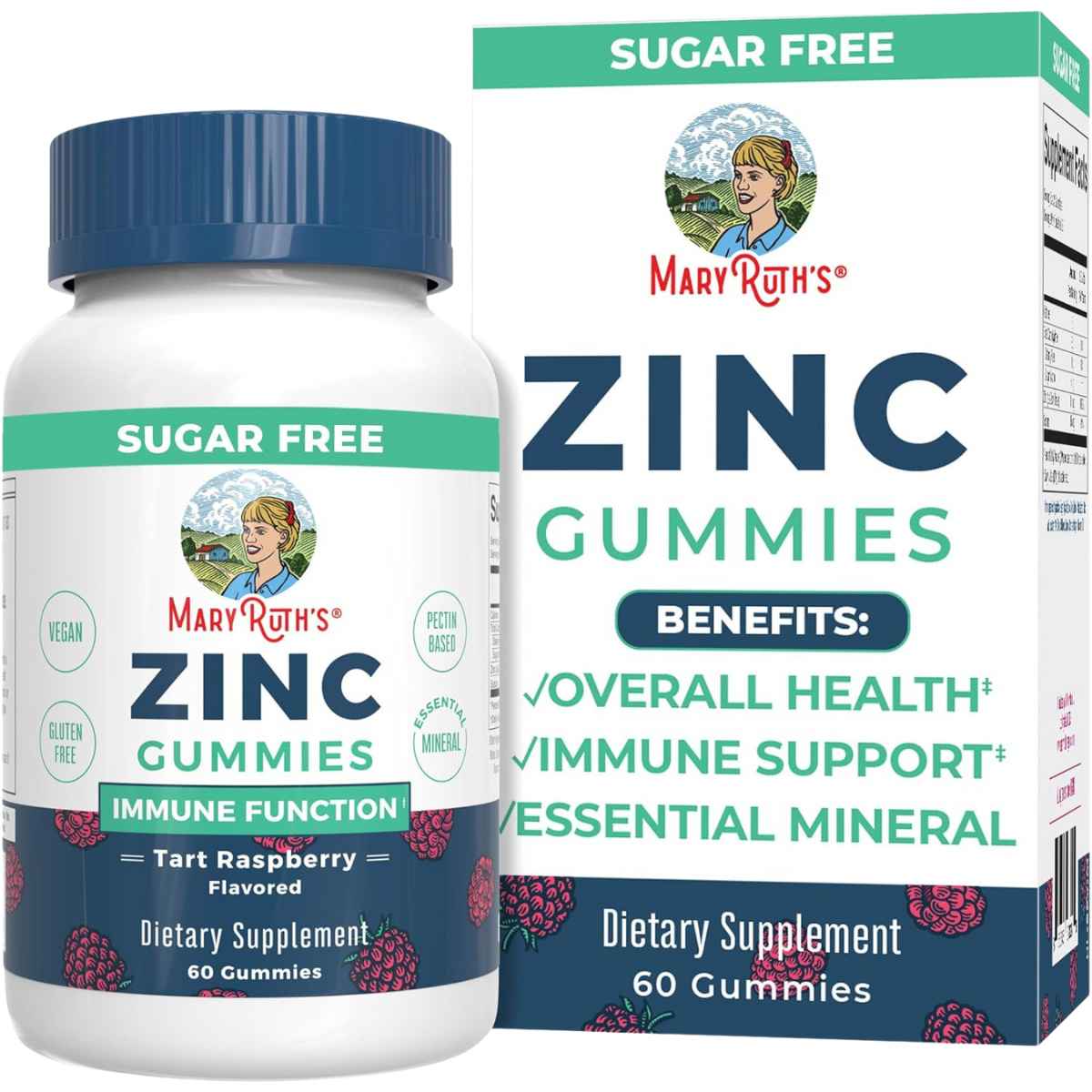 MaryRuth Organics Suplementos de Zinc - Sabor Frambuesa - 60 Gomitas - Haz Tu Pedido
