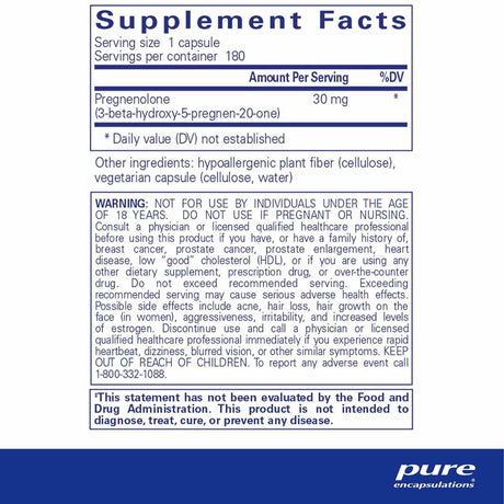 ¡Obtén Pure Encapsulations Pregnenolona 30 mg ! Aprovecha los beneficios de este suplemento para mejorar la memoria y promover un equilibrio hormonal óptimo.