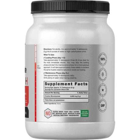 Horbaach Monohidrato de creatina - 1000 g - Tabla Nutricional - Haz Tu Pedido