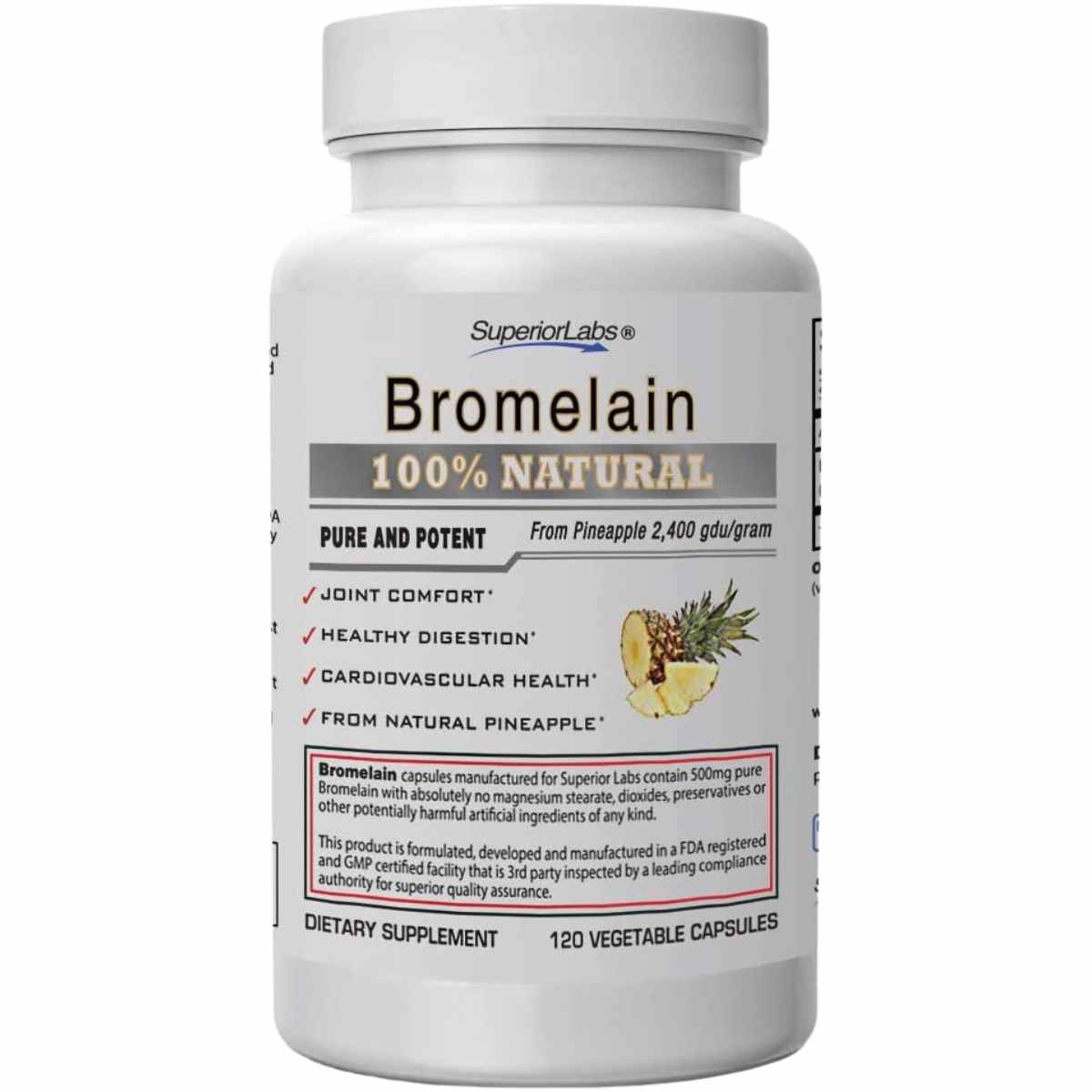  Descubre la Bromelina de SuperiorLabs: 500 mg en 120 cápsulas vegetales. Tu aliado natural para la inflamación y la recuperación.