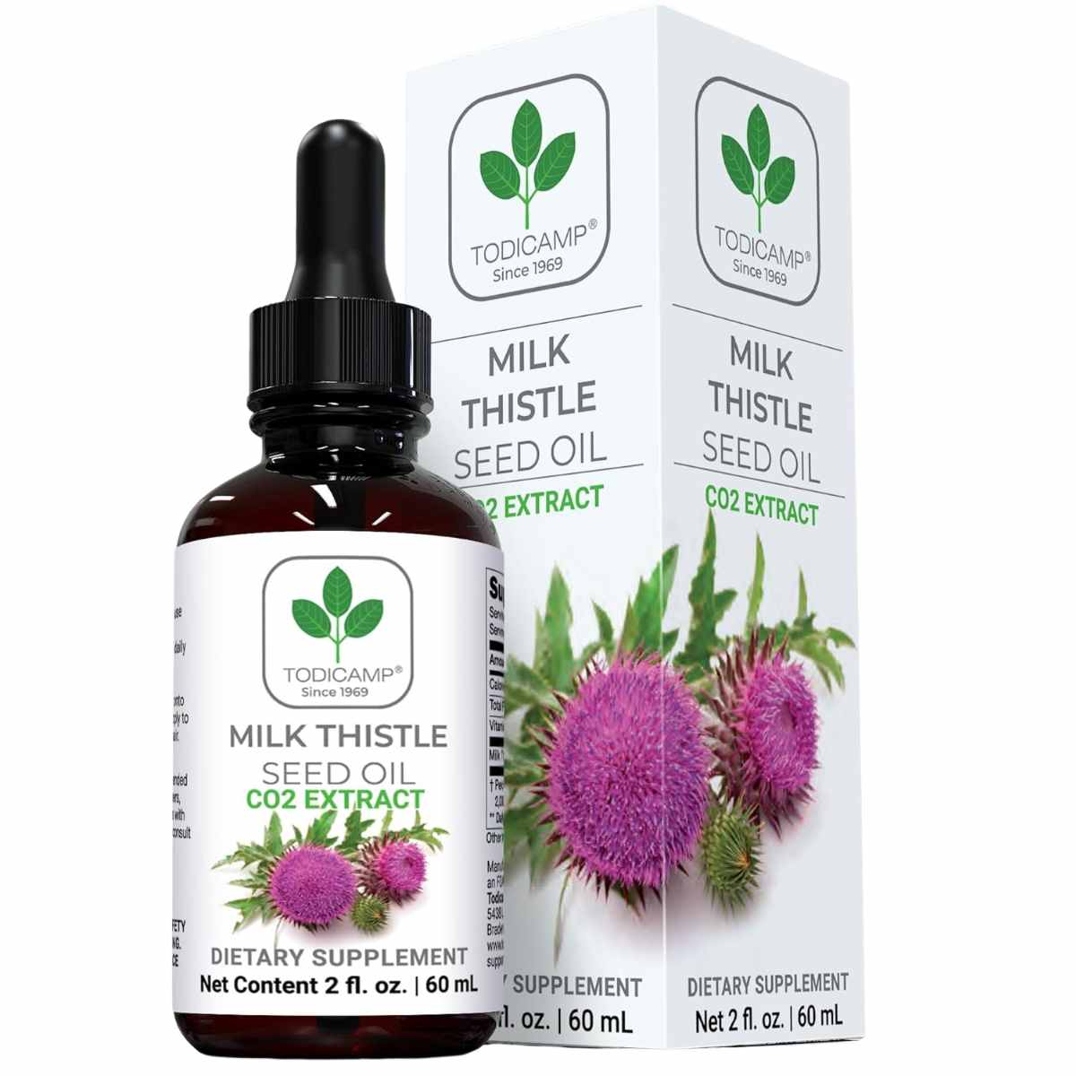 Descubre el Extracto de CO2 de Semilla de Cardo Mariano de la reconocida marca Todicamp. Mejora la salud hepática y cutánea con este producto de calidad premium.
