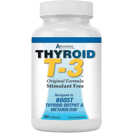 Frasco de suplemento Absolute Nutrition Tiroides T-3 60 cápsulas