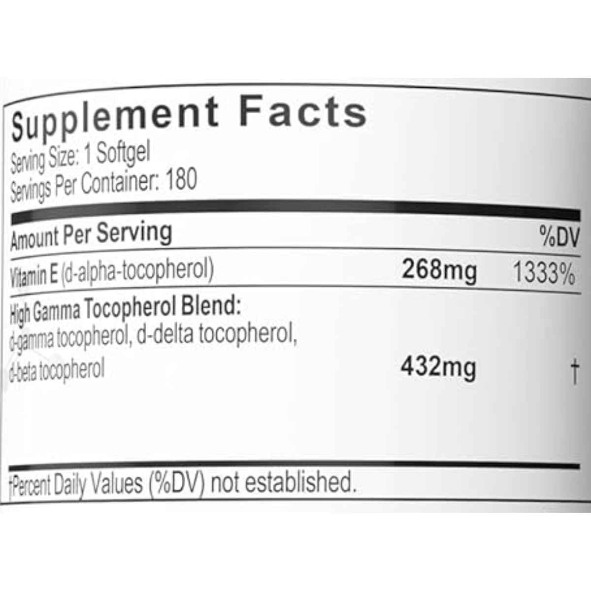 Tabla nutricional del suplemento A.C. Grace Company Vitamina E 120 cápsulas blandas