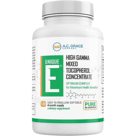 Frasco de suplemento A.C. Grace Company Vitamina E 120 cápsulas blandas
