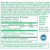 Tabla nutricional del suplemento A.C. Grace Company Vitamina E 30 cápsulas blandas