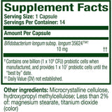 Tabla nutricional del suplemento Align - Bifidobacterium longum 35624 10 mg 14 cápsulas