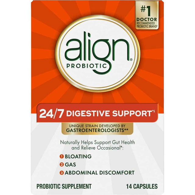 Frasco de suplemento Align - Bifidobacterium longum 35624 10 mg 14 cápsulas