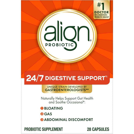 Frasco de suplemento Align - Bifidobacterium longum 35624 10 mg 28 cápsulas