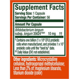 Tabla nutricional del suplemento Align - Bifidobacterium longum 35624 10 mg 56 cápsulas