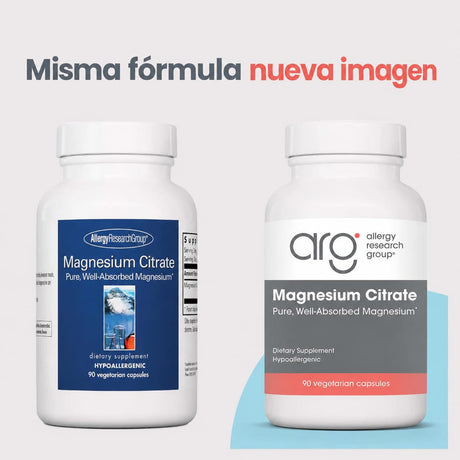 Allergy Research Group citrato de magnesio, msma fórmula, nueva imagen