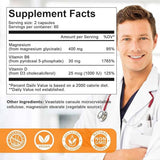 Panel de información del suplemento de Alliwise glicinato de magnesio con vitaminas D3 y B6