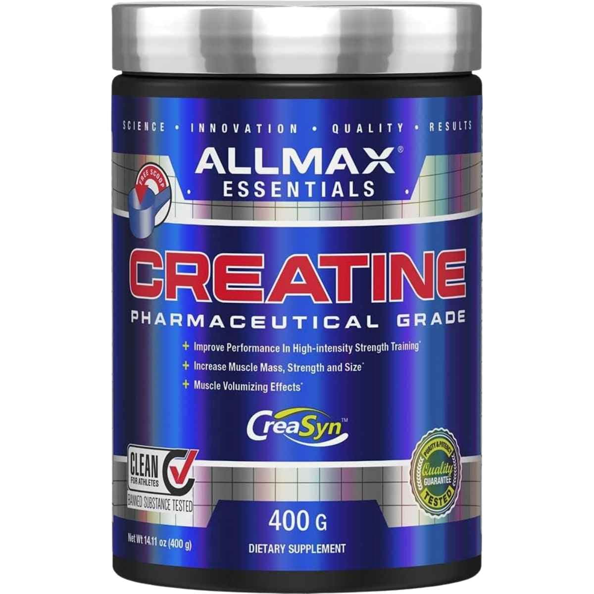 Frasco de suplemento Allmax Nutrition Monohidrato de Creatina 400 g