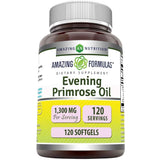 Amazing Nutrition aceite de onagra 1300 mg, frasco de 120 cápsulas blandas