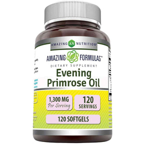 Amazing Nutrition aceite de onagra 1300 mg, frasco de 120 cápsulas blandas