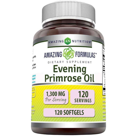Amazing Nutrition aceite de onagra 1300 mg, frasco de 120 cápsulas blandas
