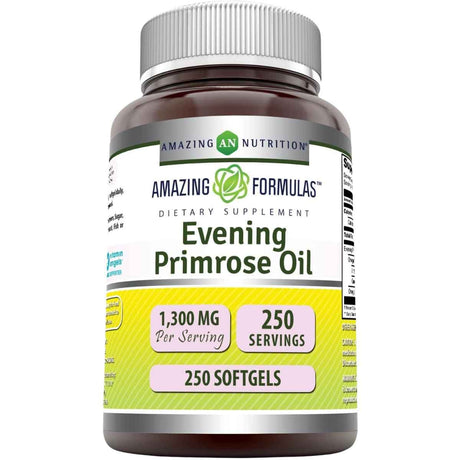 Amazing Nutrition aceite de onagra 1300 mg, frasco de 250 cápsulas blandas