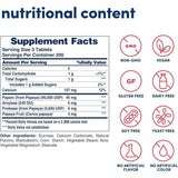 Tabla nutricional del suplemento American Health Enzima de Papaya Original 45 mg 600 tabletas