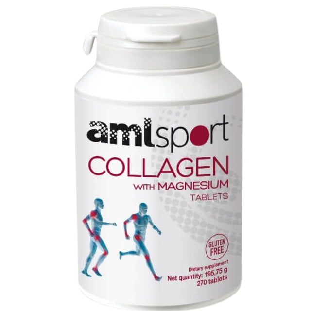 Frasco frontal de Ana María Lajusticia AML Sport colágeno con magnesio, 270 tabletas